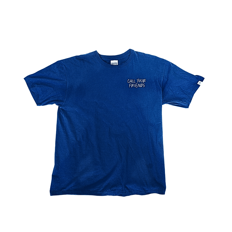 "Tell the Homies Blue Tee by Call Your Friends, 100% organic cotton, sustainable, and comfortable, featuring heartfelt message"