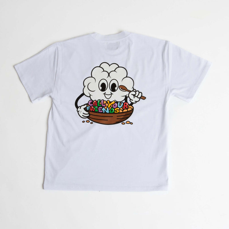 Cereal Tee by Call Your Friends in organic cotton, featuring a playful cartoon bowl of colorful cereal, sustainable and soft.